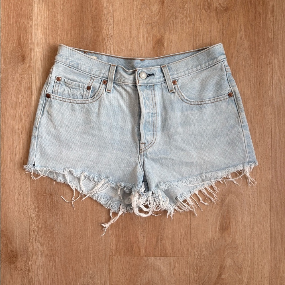 Levi's Light Blue Distressed Jean Shorts